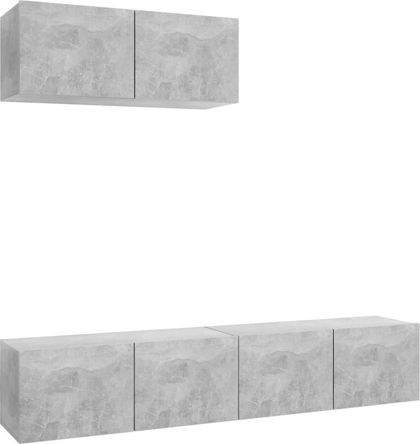 VidaXL Tv-meubelen 3 stuks Bewerkt hout Betongrijs Tv Meubels Houten Tv Stand Tv Kasten Grijs Salon Meubilair Woonkamer Decoratie Media Kast Wandmontage Tv Unit Compact Tv Tafel Modern Tv Meubel