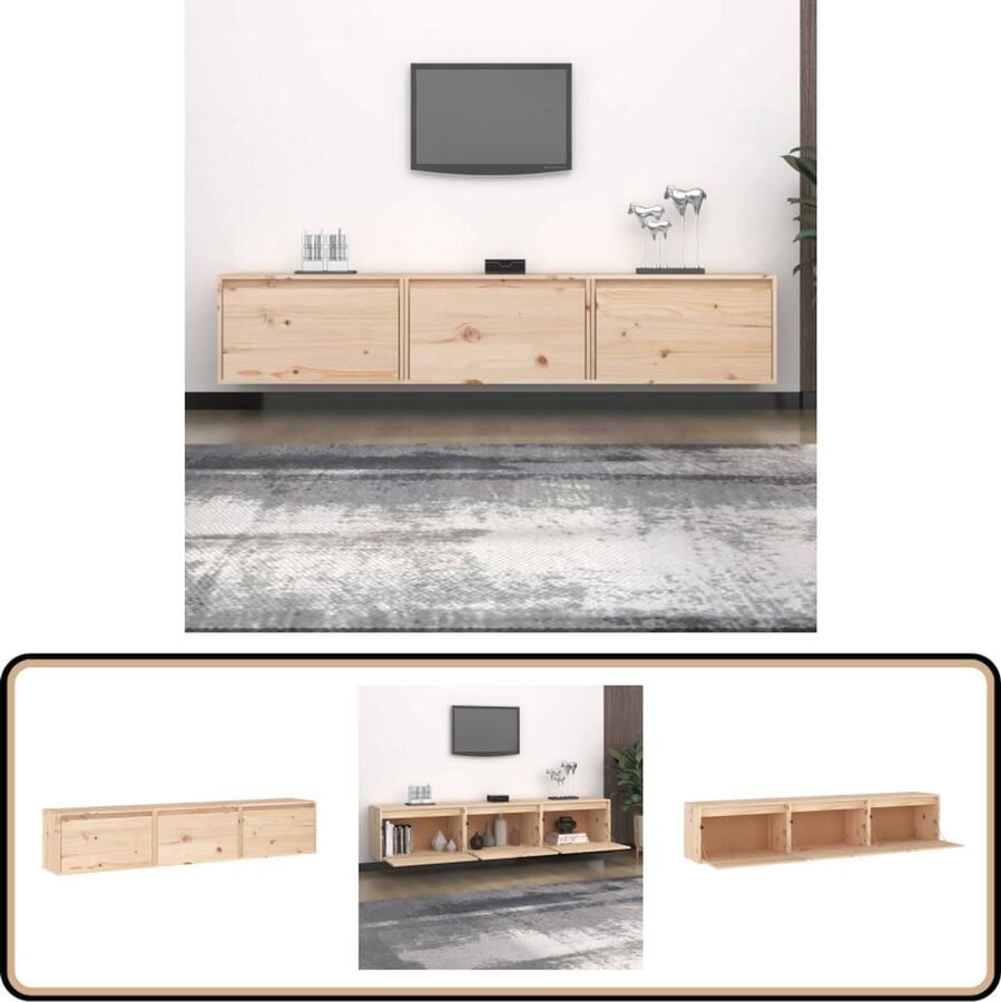 VidaXL Tv-meubelen 3 stuks Massief Grenenhout Tv-meubel Houten Tv-standaard Grenoble Hout Salon Meubilair Woonkamerdecoratie