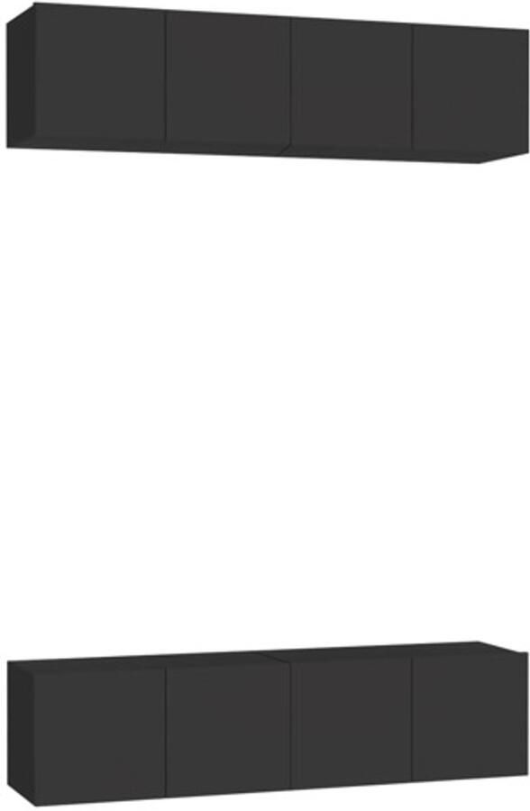 VidaXL Tv-meubelen 4 st 60x30x30 cm bewerkt hout zwart - Foto 4