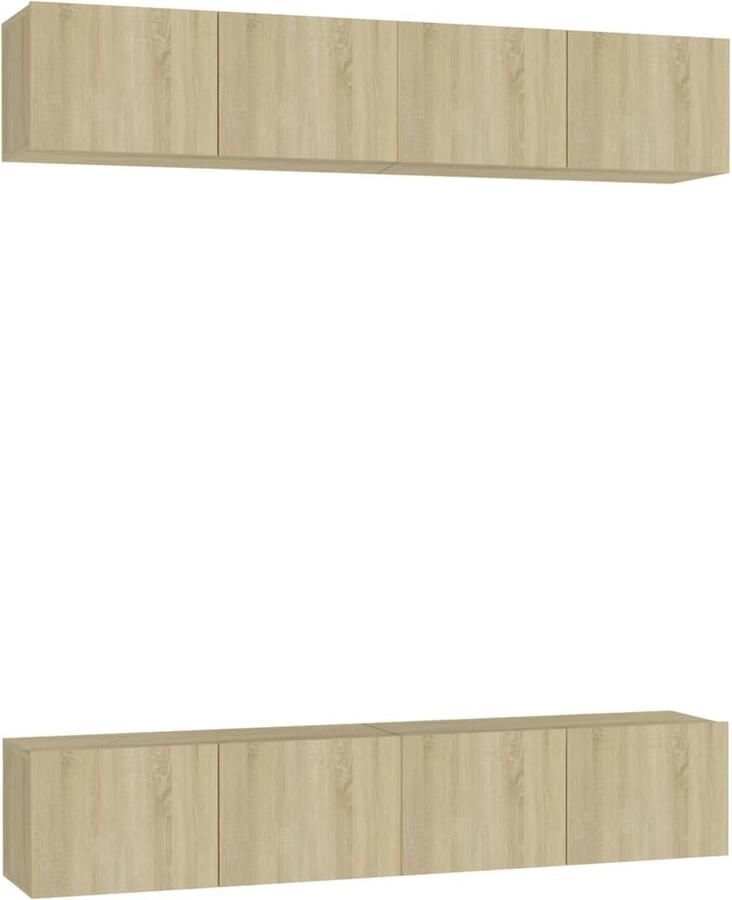 VidaXL Tv-meubelen 4 st Sonoma Eiken 80x30x30 cm Televisiekast Tv-meubel Salontafel Houten Kast Bruine Kast Sonomaneik - Foto 2