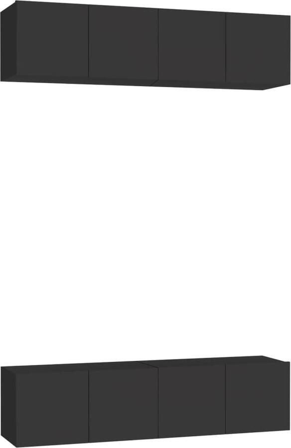 VidaXL Tv-meubelen 4 stuks 60x30x30 cm Zwart Televisiescherm Tv Meubilair Tv Stand Zwarte Tv Kast Houten Tv Kast Salontafel Woonkamerdecoratie Media Kast Opslagruimte Wandmontage
