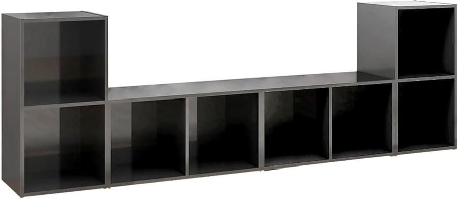 VidaXL Tv-meubelen 4 stuks Hoogglans grijs Hout Tv Meubels Houten Tv Stand Grijze Tv Kast Salontafel Media Kast Living Room Furniture Modern Tv Cabinet Compact Tv Unit Entertainment Center