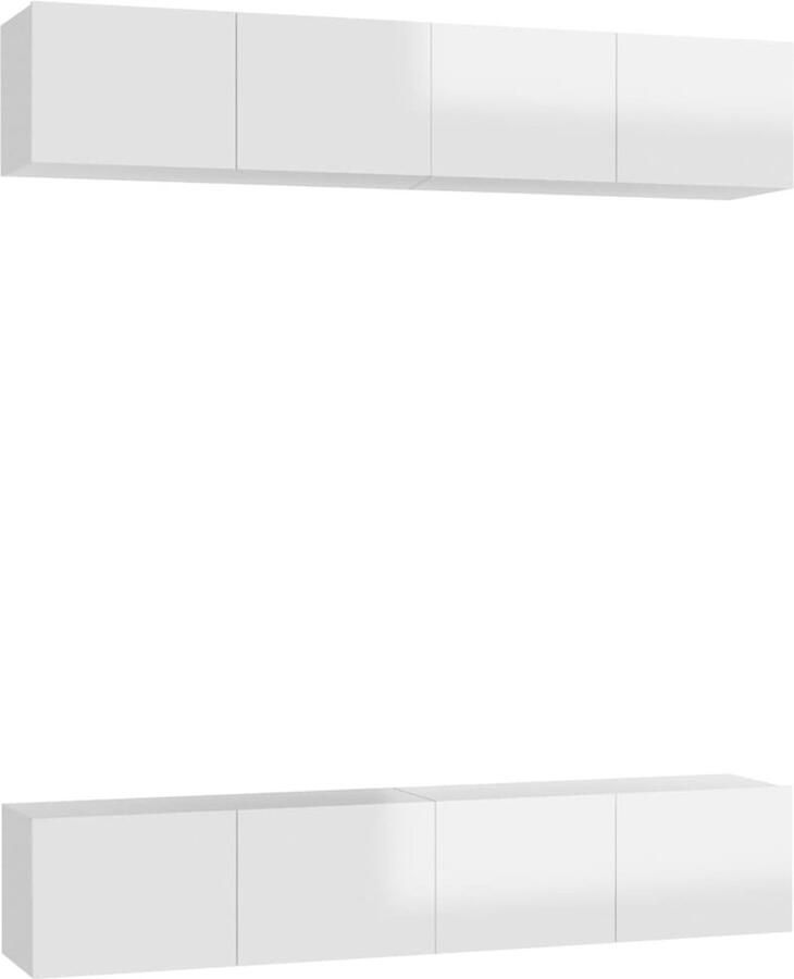 VidaXL Tv-meubelen 4 stuks Hoogglans wit Televisiescherm Tv-meubel Salontafel Woonaccessoires Houtskelet Media Center Videowereld