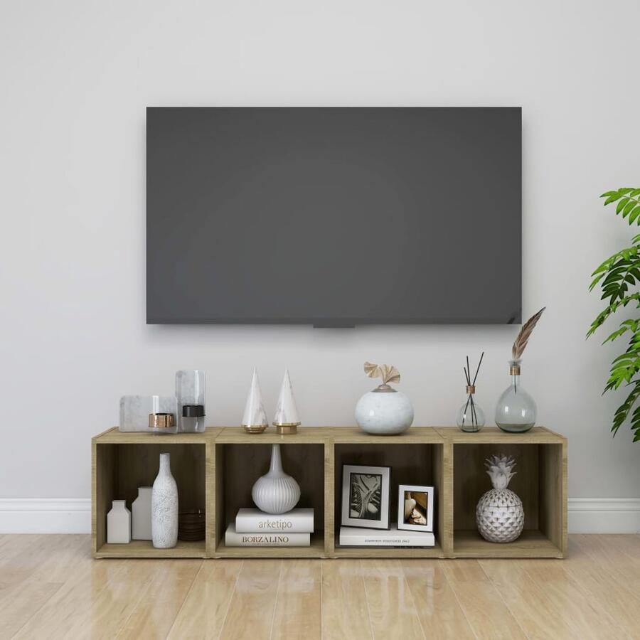 VidaXL Tv-meubelen 4 stuks Sonoma eiken 37x35x37 cm Tv-meubilair Tv-kast Houten Tv-standaard Sonoma Eiken Livingroom Furniture Mediabox - Foto 2