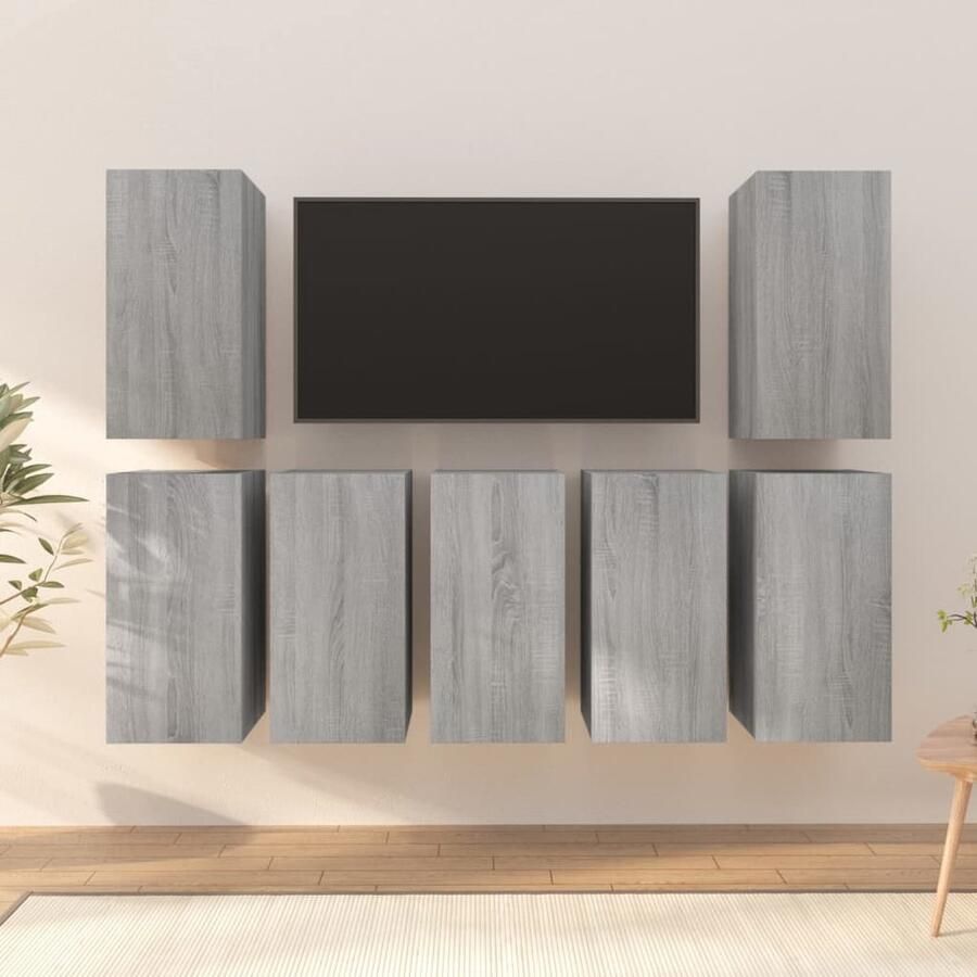 VidaXL Tv-meubelen 7 stuks Grijs Sonoma Eiken Tv Meubel Wandkast Houten Kast Modern Design Grijs Sonoma Eiken Opbergruimte - Foto 2