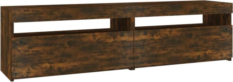 VidaXL Tv-meubelen LED-verlichting 75x35x40 cm 2 st Tv Meubels Led Verlichting Gerookt Eiken Houten Tv Stand Media Kast Woonkamer Decoratie Opbergruimte Usb Aansluiting Modern Design Set Van 2