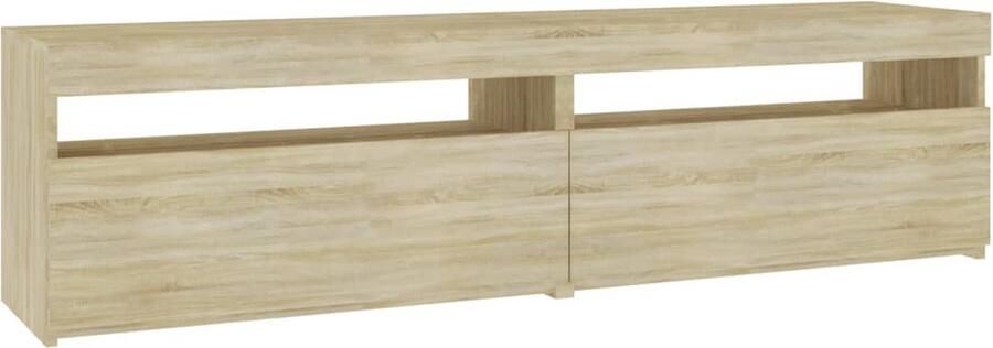VidaXL Tv-meubelen met LED-verlichting Set van 2 Tv-meubel Tv-kast Media Kast Led Verlichting Sonoma Eiken Houten Tv-stand Salontafel Woonaccessoires