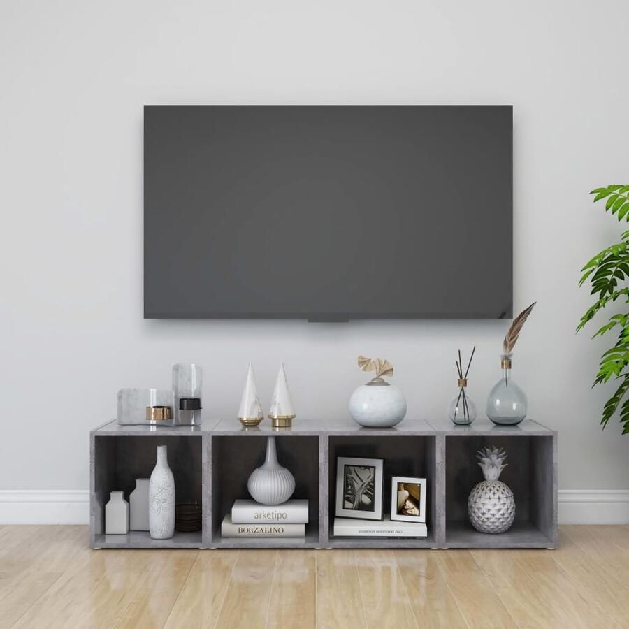 VidaXL Tv-meubelen set 4 st betongrijs 37x35x37 cm Tv-meubel Tv-kast Houten Tv-kast Betonnen Tv-kast Livingroom Furniture Slaapkamer Meubilair Modern Tv-meubel Minimalistisch Tv-meubel Compact Tv-meubel Grijze Tv-kast - Foto 2