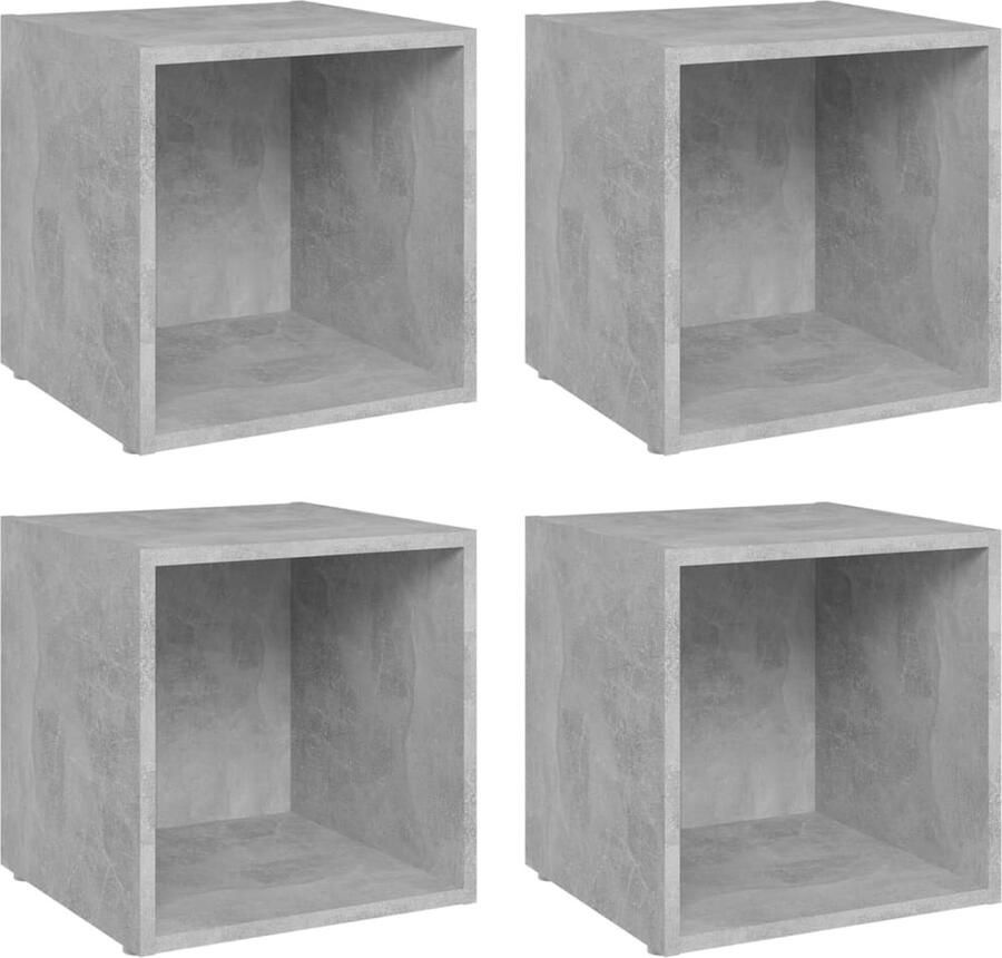 VidaXL Tv-meubelen set 4 st betongrijs 37x35x37 cm Tv-meubel Tv-kast Houten Tv-kast Betonnen Tv-kast Livingroom Furniture Slaapkamer Meubilair Modern Tv-meubel Minimalistisch Tv-meubel Compact Tv-meubel Grijze Tv-kast