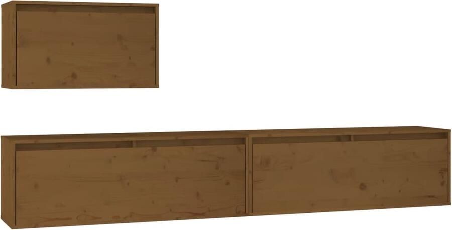 VidaXL Tv-meubelen set Massief grenenhout Tv Meubel Houten Tv Kast Grenoble Hout Salontafel Kamerdecoratie Wandmontage Tv Stand