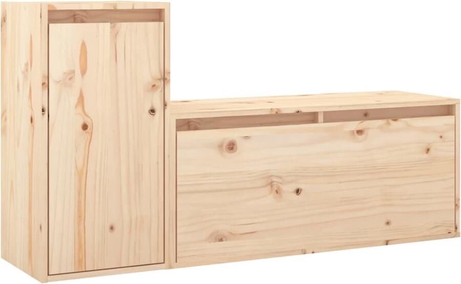 VidaXL Tv-meubelen set massief grenenhout Tv-meubel Houten Tv-stand Grenoble Hout Salontafel Livingroom Furniture Vintage Tv Stand