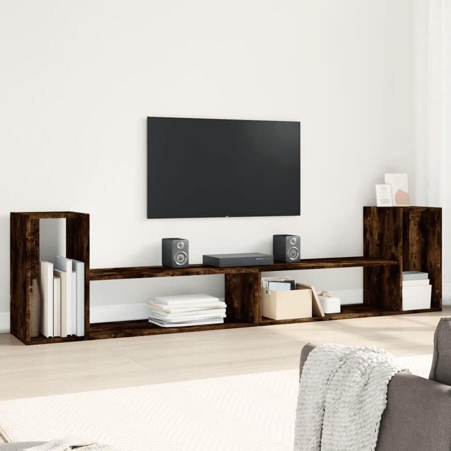 VidaXL Tv-meubelen Set van 2 100x30x50 cm Gerookt eiken Tv Meubel Opberg Kast Houten Tv Stand Bruin Tv Meubel Living Room Furniture