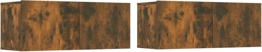 VidaXL Tv-meubelen set van 2 gerookt eiken 80x30x30cm Tv Kast Houten Tv Kast Tv Meubel Salontafel Bergruimte Wandmontage Rustieke Tv Kast Bruine Tv Kast