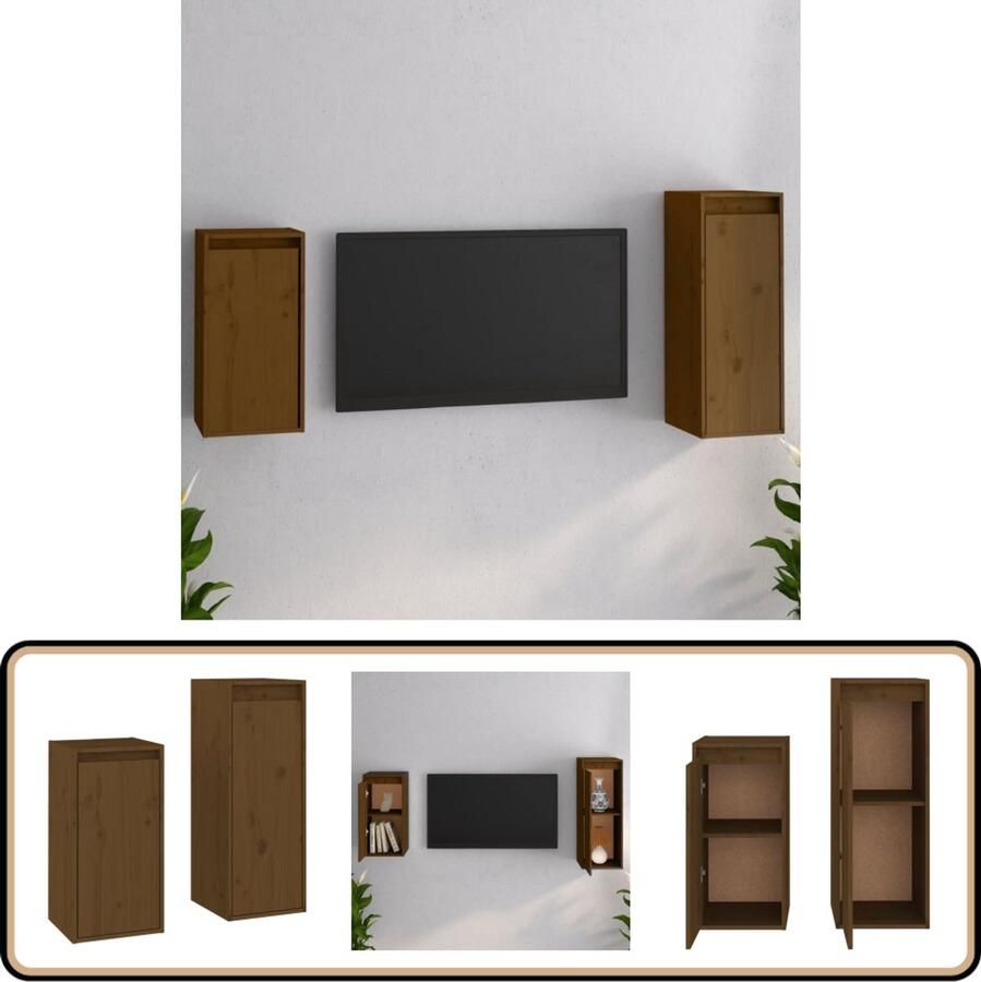VidaXL Tv-meubelen Set van 2 Massief Grenenhout Tv Meubel Houten Tv Kast Grenoble Hout Salon Meubilair Woonkamer Meubilering