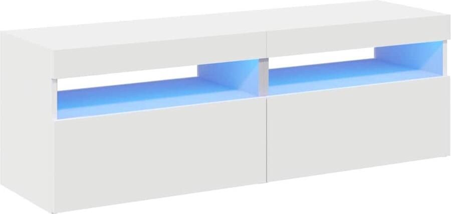 VidaXL Tv-meubelen Set van 2 met LED Wit TV Meubel Houten TV Kast Led Tv Meubilair Modern Tv Stand Wit Tv Meubel