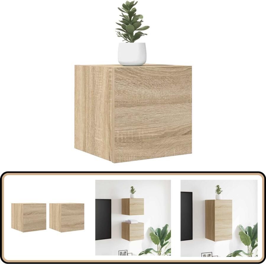 VidaXL Tv-kast Tv-kasten Tv-standaard Tv-standaarden Tv-wandmeubelen 2 st 30 5x30x30 cm sonoma eikenkleurig - Foto 2