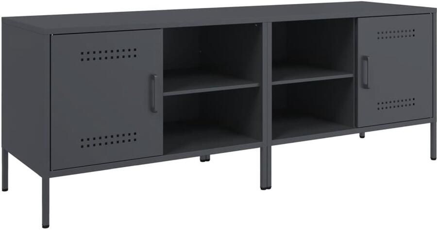 VidaXL Tv-meubelen Set van 2 Staal Antraciet Tv-meubel Tv-meubelen Tv Kast Opbergkast