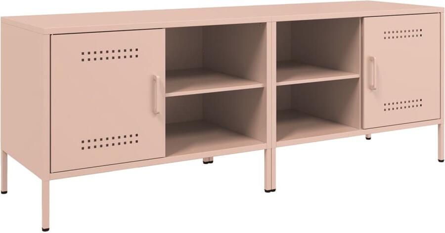 The Living Store Tv-meubelen 2 st 68x39x50 5 cm staal roze Tv-meubel Industrieel Design Roestvrijstalen Tv-stand Roze Tv-tafel Opbergruimte Tv - Foto 2