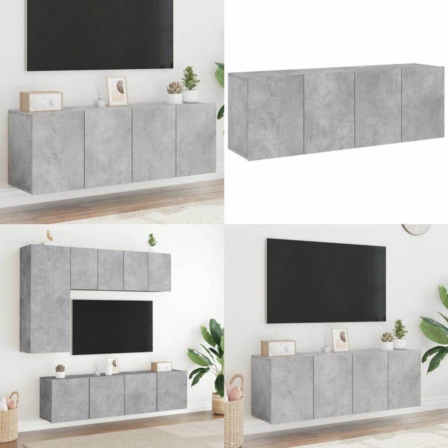 The Living Store Tv-meubels 2 st wandgemonteerd 60x30x41 cm betongrijs Tv-meubel Tv Kast Wandmontage Beton Grijs Houten Tv-meubel - Foto 2