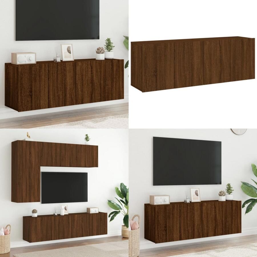 VidaXL Tv-meubels 2 st wandgemonteerd 60x30x41 cm bruin eikenkleur Tv-meubel Tv-meubelen Tv Kast Opbergkast