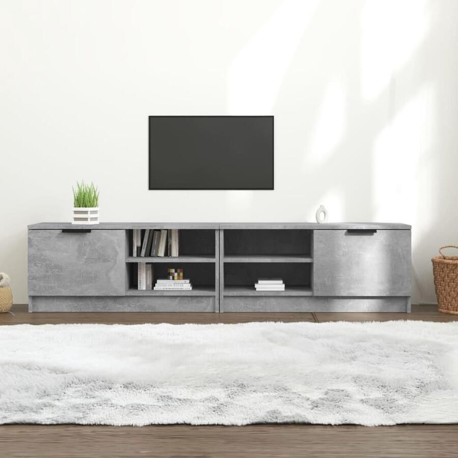VidaXL Tv-meubels 2 stuks 80x35x36 5 cm Betongrijs Tv Meubel Tv Kast Hifi Kast Salontafel Houten Tv Stand Grijs Tv Meubel - Foto 2