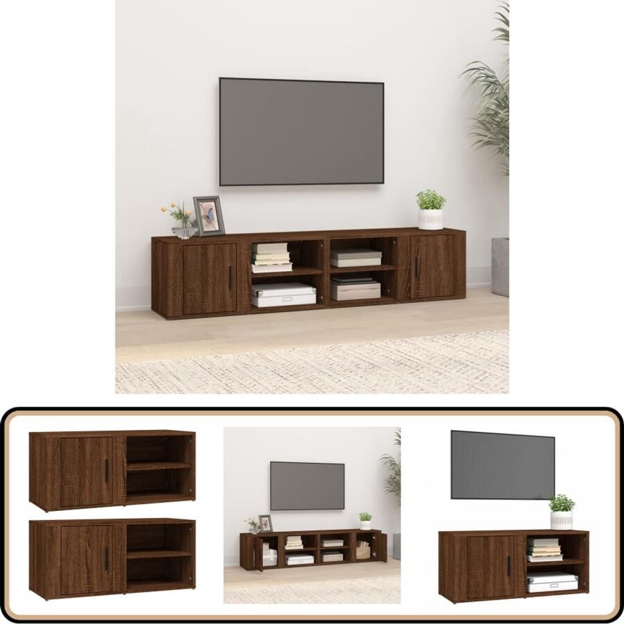 VidaXL Tv-meubels 2 stuks Bruineiken 80x31 5x36 cm Tv Kast Houten Tv Kast Bruin Tv Kast Salontafel Bijzettafel Opbergkast Livingroom Furniture