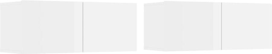 VidaXL Tv-meubels Hoogglans wit 2 stuks 80x30x30cm Tv Meubel Houten Tv Kast Witte Tv Kast Wandmontage Tv Kast Tv Meubelshop Livingroom Decor Modern Tv Stand