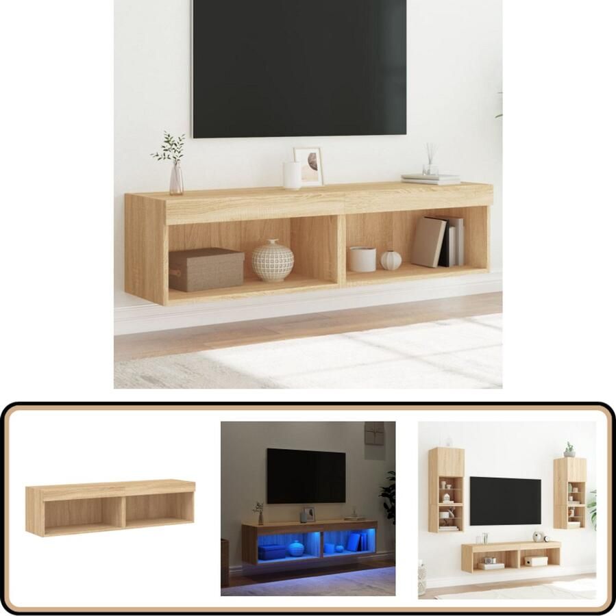 VidaXL Tv-meubels LED-verlichting 60x30x30 cm 2 stuks Tv-meubel Tv-meubelen Tv Kast Opbergkast - Foto 2