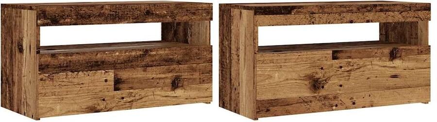 VidaXL Tv-meubels met LED-verlichting 2 st bewerkt hout oud hout