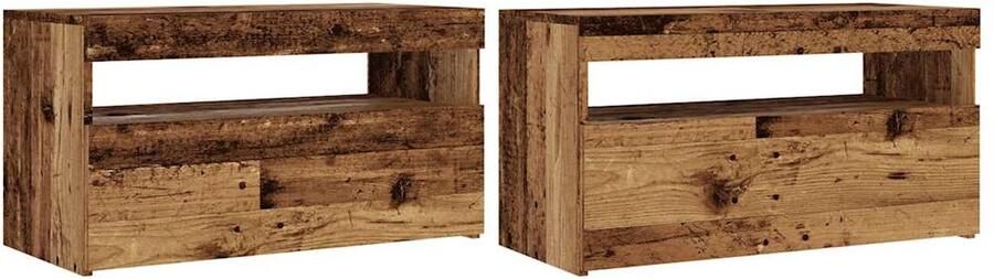 VidaXL Tv-meubels met LED-verlichting 2 stuks Oud hout Tv-meubel Tv-kasten -Tv-standaard Hifi-kast