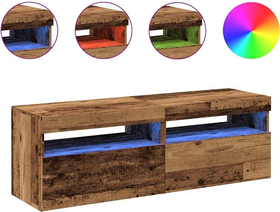 VidaXL Tv-meubels met LED-verlichting 2 stuks Tv Kast Houten Tv Stand Led Tv Meubel Salontafel Media Kast