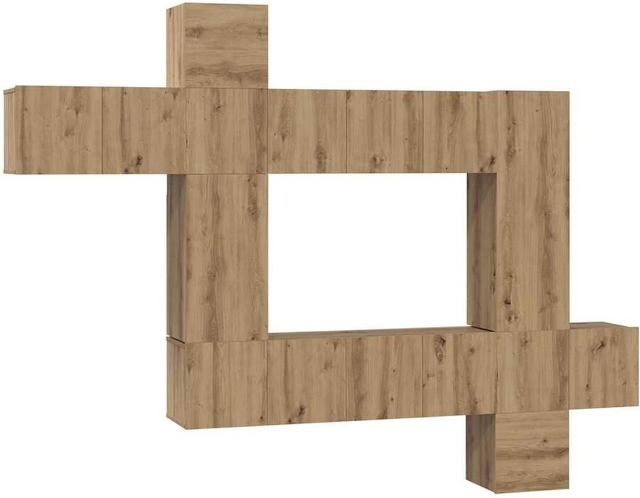 VidaXL Tv-meubelset 10 pcs artisanaal eikenkleurig 30.5 x 30 x 90 cm