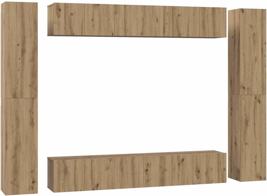 VidaXL Tv-meubelset 10 pcs artisanaal eikenkleurig 30.5 x 30 x 90 cm