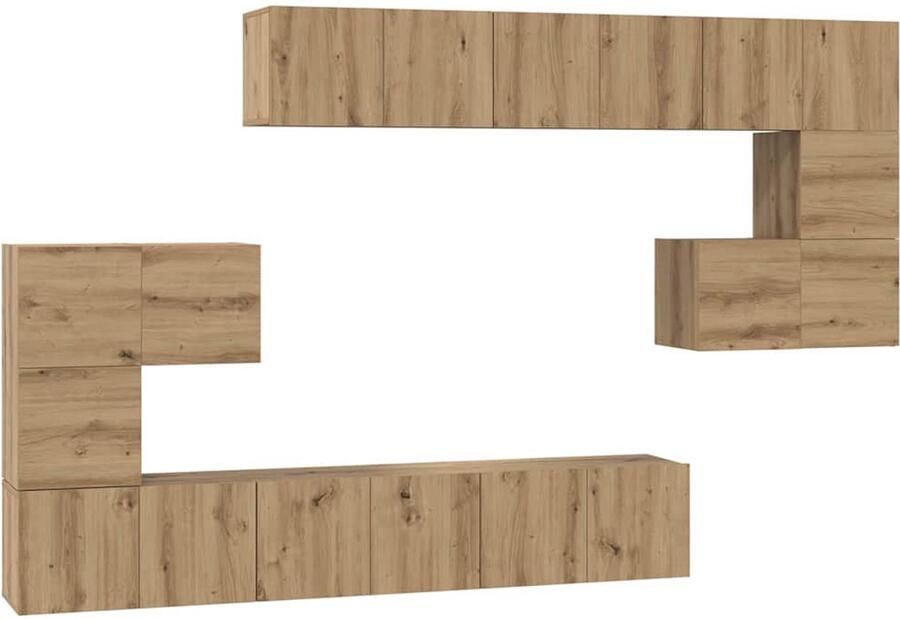 VidaXL Tv-meubelset 10 pcs artisanaal eikenkleurig 60 x 30 x 30 cm