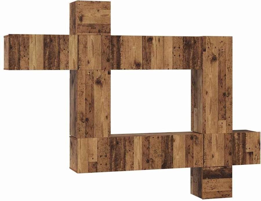 VidaXL Tv-meubelset 10 pcs Oud hout 30.5 x 30 x 90 cm Bewerkt hout