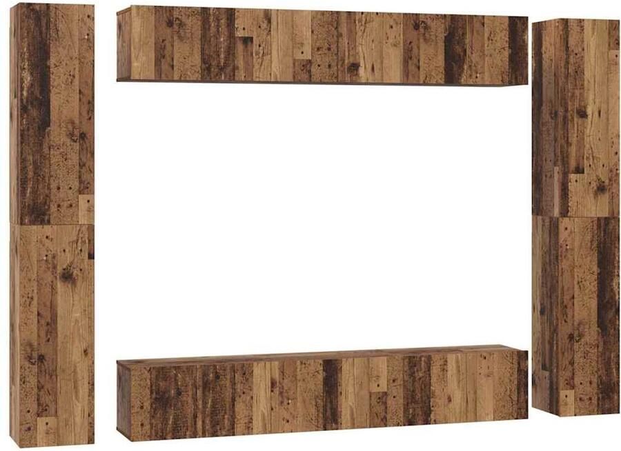 VidaXL Tv-meubelset 10 pcs Oud hout 30.5 x 30 x 90 cm Bewerkt hout