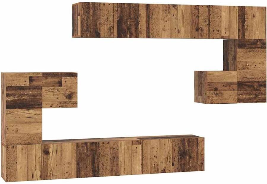 VidaXL Tv-meubelset met plank Anders met opslag 10 pcs Oud hout Bewerkt hout