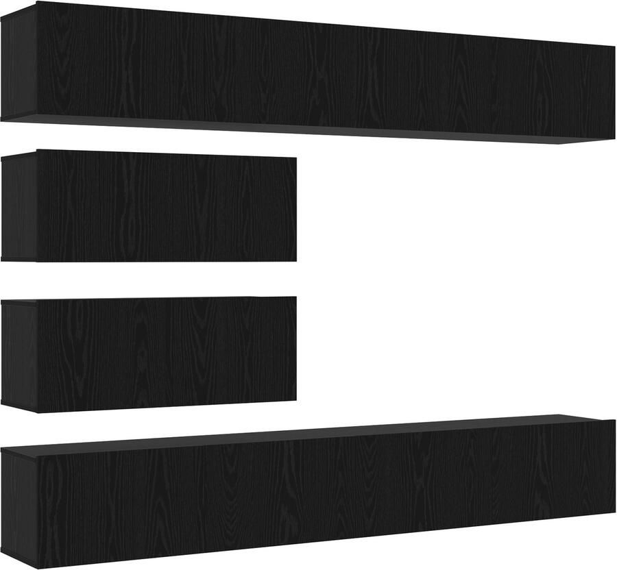 VidaXL 10-delige TV meubelset Wandgemonteerde zwarte eiken bewerkt hout