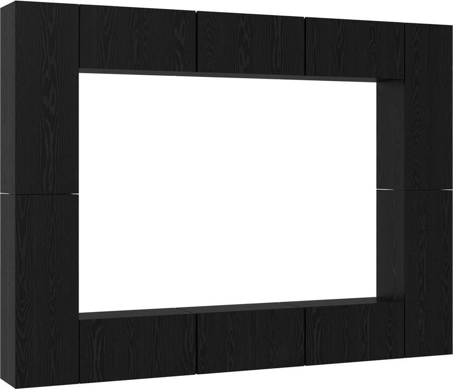 VidaXL Tv-meubelset 10 pcs Zwart eikenhout Medium 30.5 x 30 x 90 cm