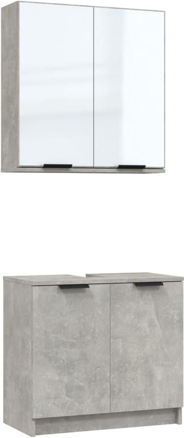 VidaXL Tv-meubelset 2-delig betongrijs Badkamermeubelset Badkamermeubelsets Badkamerkast Badkamerkastenset