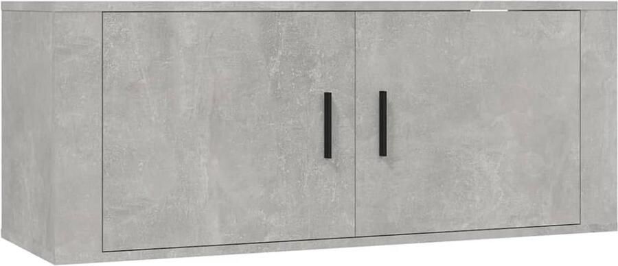 VidaXL Tv-meubelset 2-delig betongrijs hout TV Meubel Beton Grijs Houten TV Kast Salontafel Opbergruimte