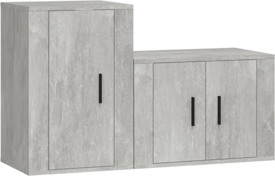 VidaXL Tv-meubelset 2-delig Bewerkt hout Betongrijs Tv Kast Tv Meubel Beton Grijs Houten Tv Kast Wandmontage Opbergruimte Livingroom Furniture Saloninrichting