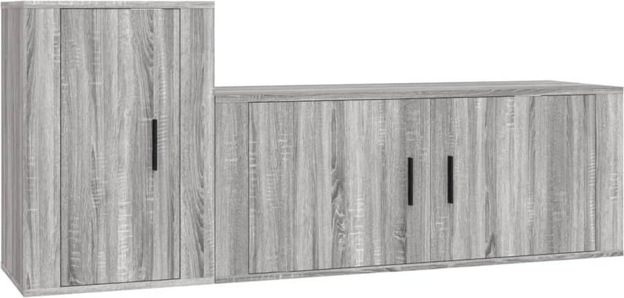 VidaXL Tv-meubelset 2-delig Grijs Sonoma Eiken Tv Meubel Salontafel Grijze Tv Kast Houten Tv Kast Landelijke Tv Kast