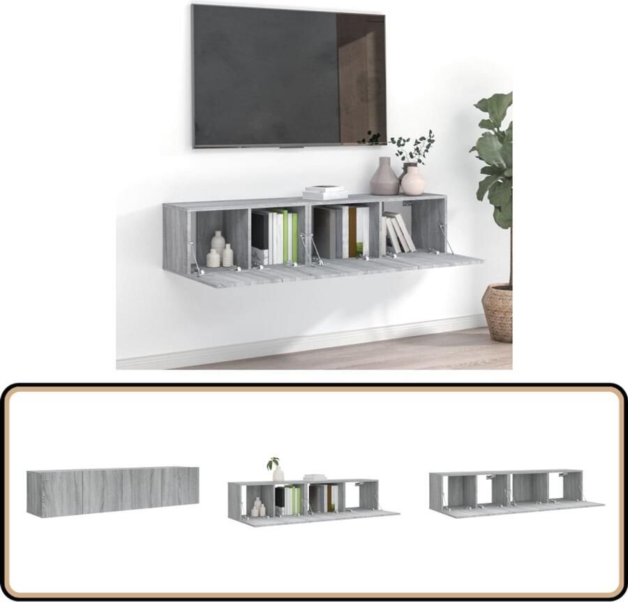 VidaXL Tv-meubelset 2-delig Grijs Sonoma Eiken Tv Meubel Set Houten Tv Meubelen Salontafel Woonkamerdecoratie Tv Kastenset