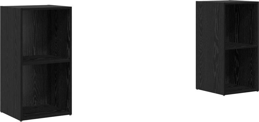 VidaXL Tv-meubelset met plank met opslag 2 pcs Zwart eikenhout 72 x 35 x 36.5 cm