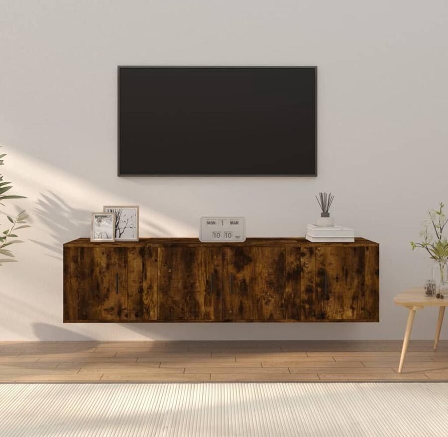VidaXL Tv-meubelset 3-delig Gerookt eikenhout Tv Meubel Set Houten Tv Kast Bruine Tv Kast Klassiek Tv Meubel Wandmontage Tv Kast Opbergkast - Foto 3