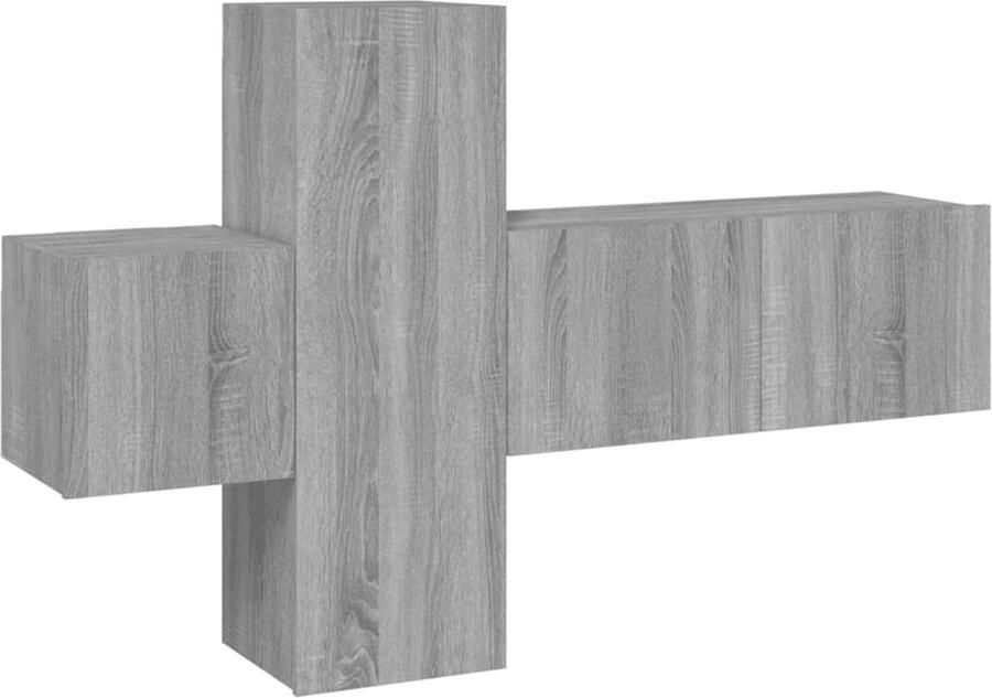 VidaXL Tv-meubelset 3-delig Grijs Sonoma Eiken Televisieserie Salontafel Wandmontage Houten Meubels Grijze Meubelen Tv Kast Livingroom Furniture