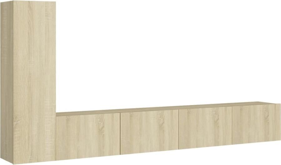 VidaXL Tv-meubelset 3-delig Sonoma eiken Hout Televisiescherm Tv Meubilair Salontafel Woonkamerdecoratie Houten Kasten Bruine Kasten Tv Stand Media Kast Opslagruimte Sonoma Eiken