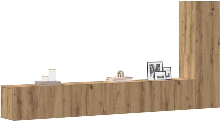 VidaXL Tv-meubelset 3-delig Wandmontage Eiken Tv Meubel Set Tv Kast Houten Tv Meubilair Wandmontage Tv Meubel Tv Meubel