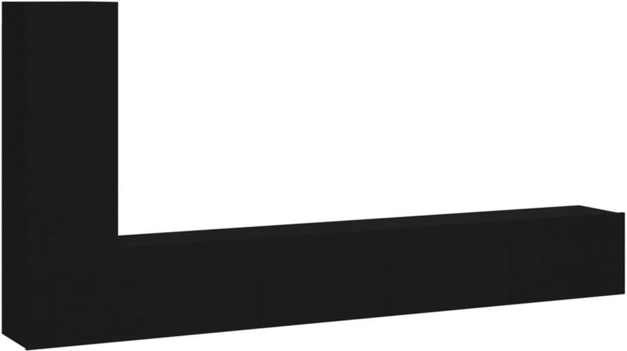 VidaXL Tv-meubelset 3-delig Zwart Bewerkt hout Televisiescherm Salontafel Houten Meubilair Wandmontage Opbergruimte Zwart